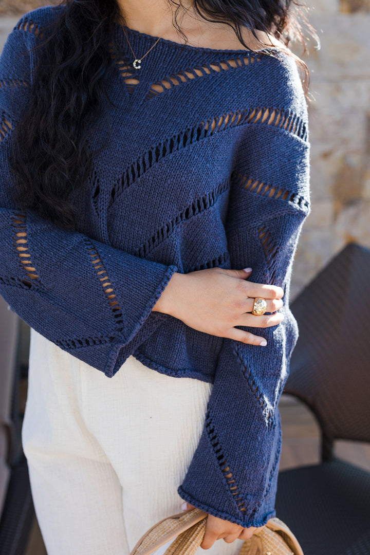 The Indigo Blues Cutout Cropped Sweater