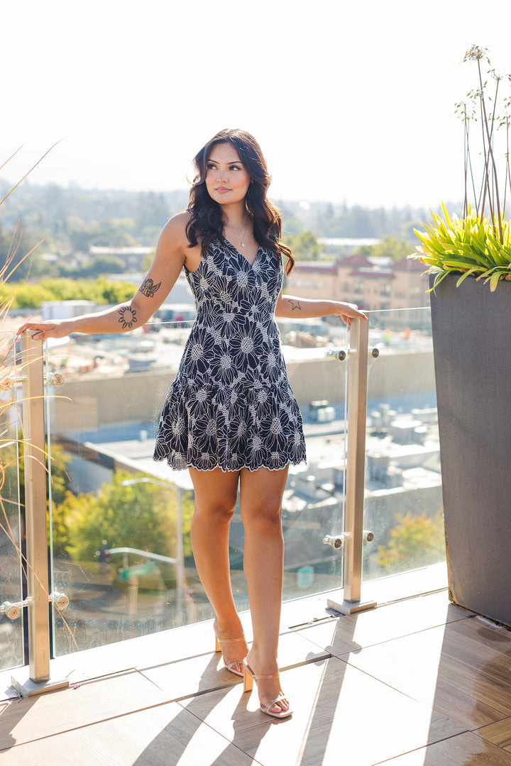 The Monaco Midnight Floral Mini Dress