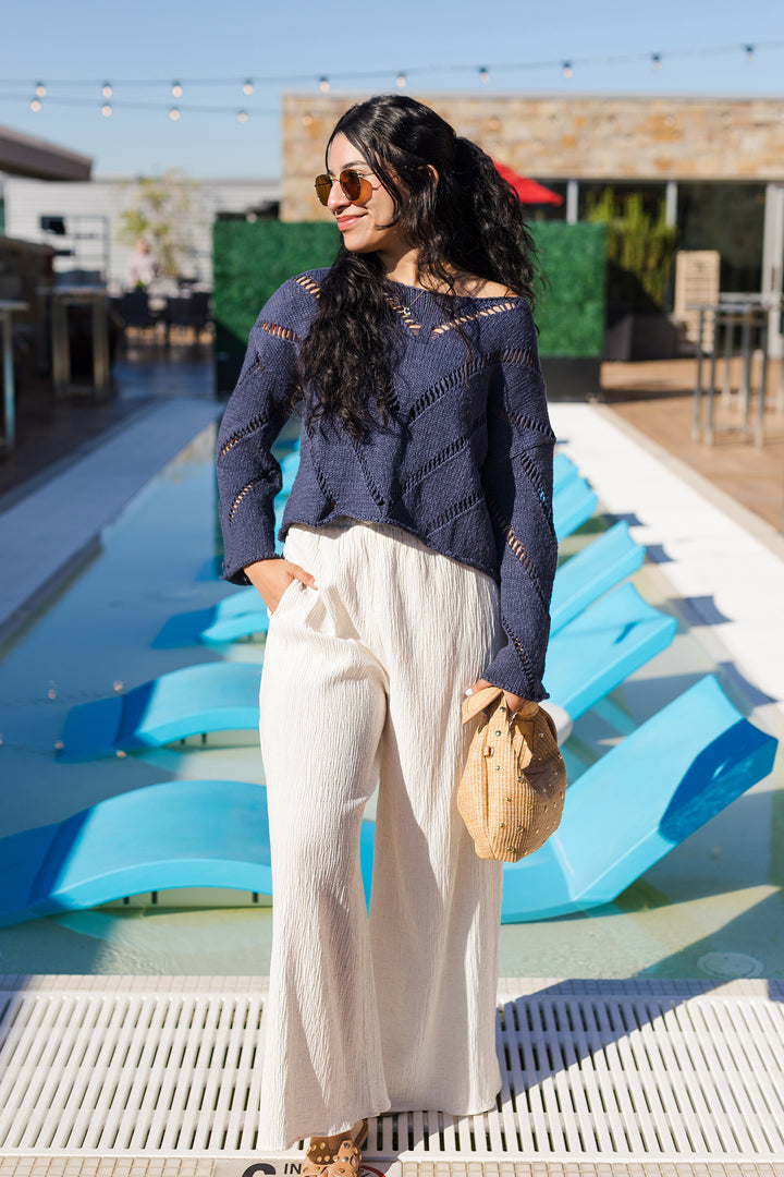 The Indigo Blues Cutout Cropped Sweater