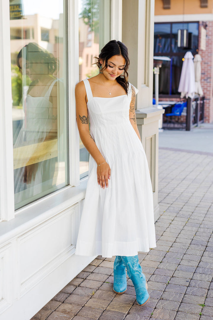 The Arabesque Afternoon Bow Strap Midi Dress