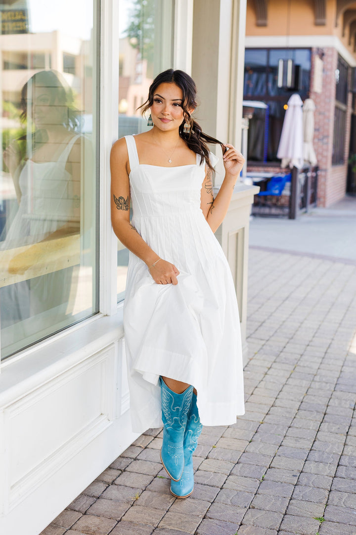 The Arabesque Afternoon Bow Strap Midi Dress