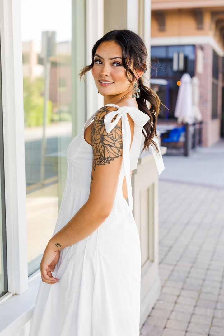 The Arabesque Afternoon Bow Strap Midi Dress