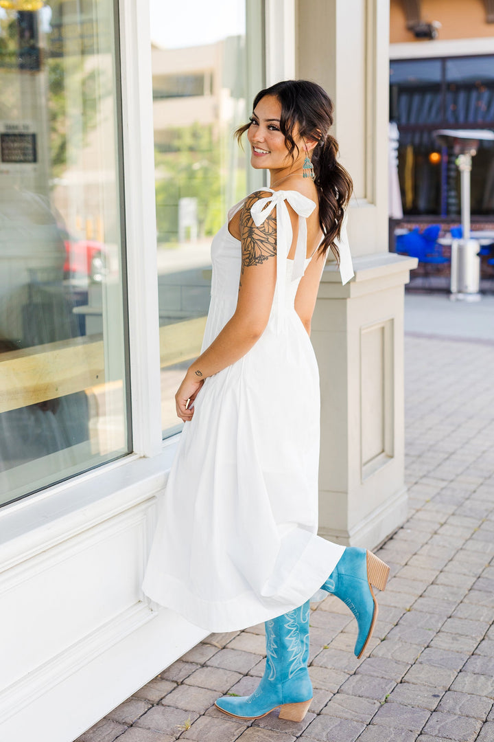 The Arabesque Afternoon Bow Strap Midi Dress