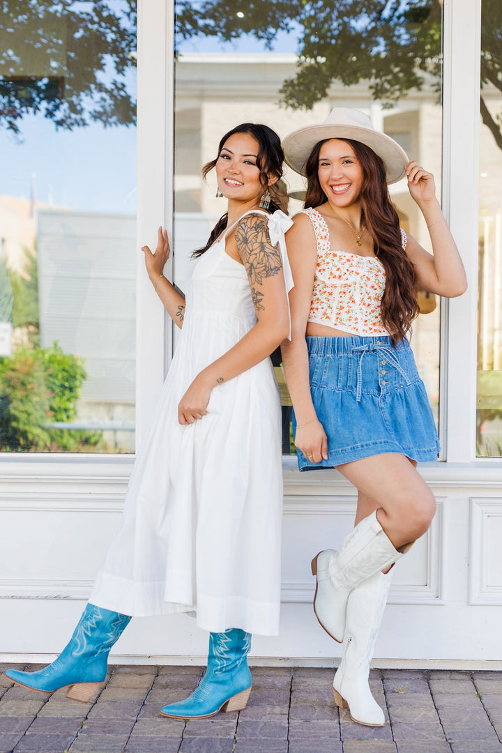 The Arabesque Afternoon Bow Strap Midi Dress
