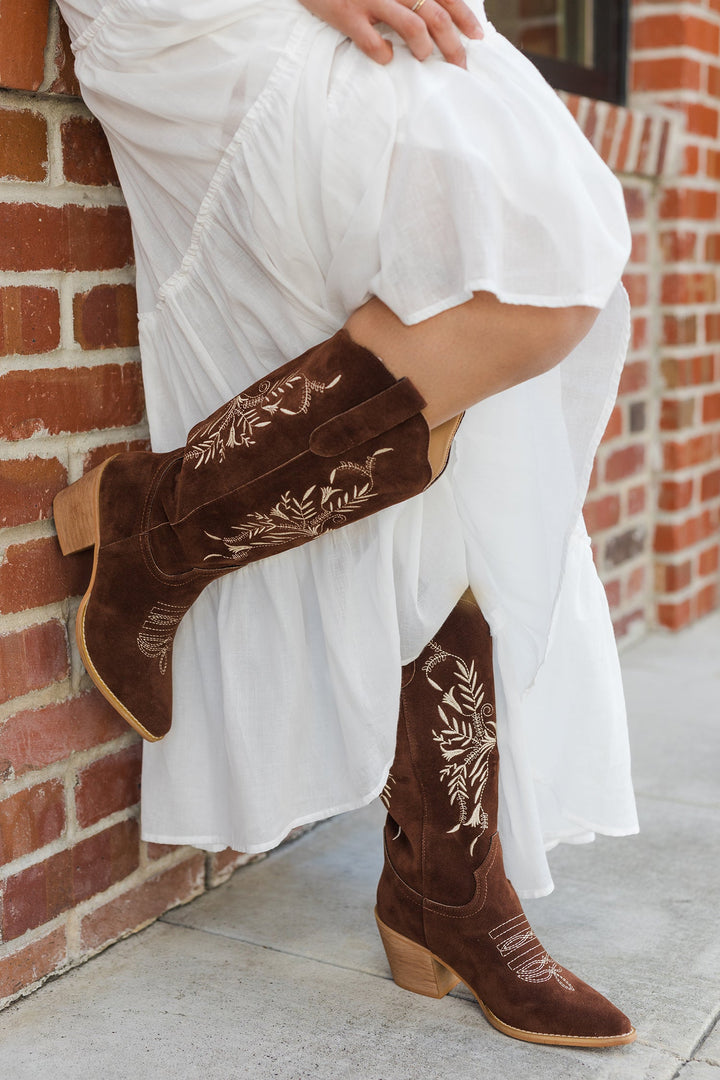 The Flora Suede Western Boots