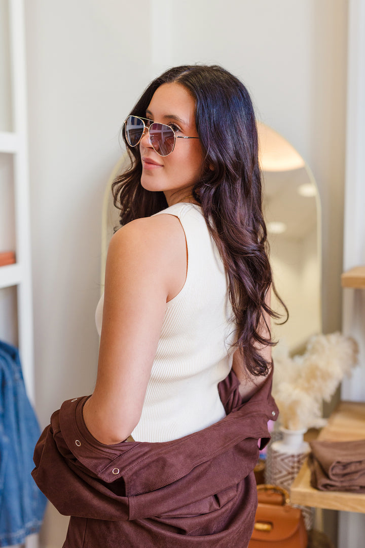 The Split Decision Sleeveless Cardigan