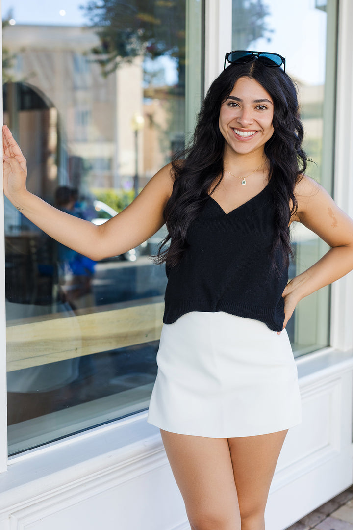 The Go For It Black Sweater Tank