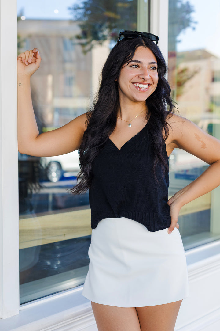 The Go For It Black Sweater Tank