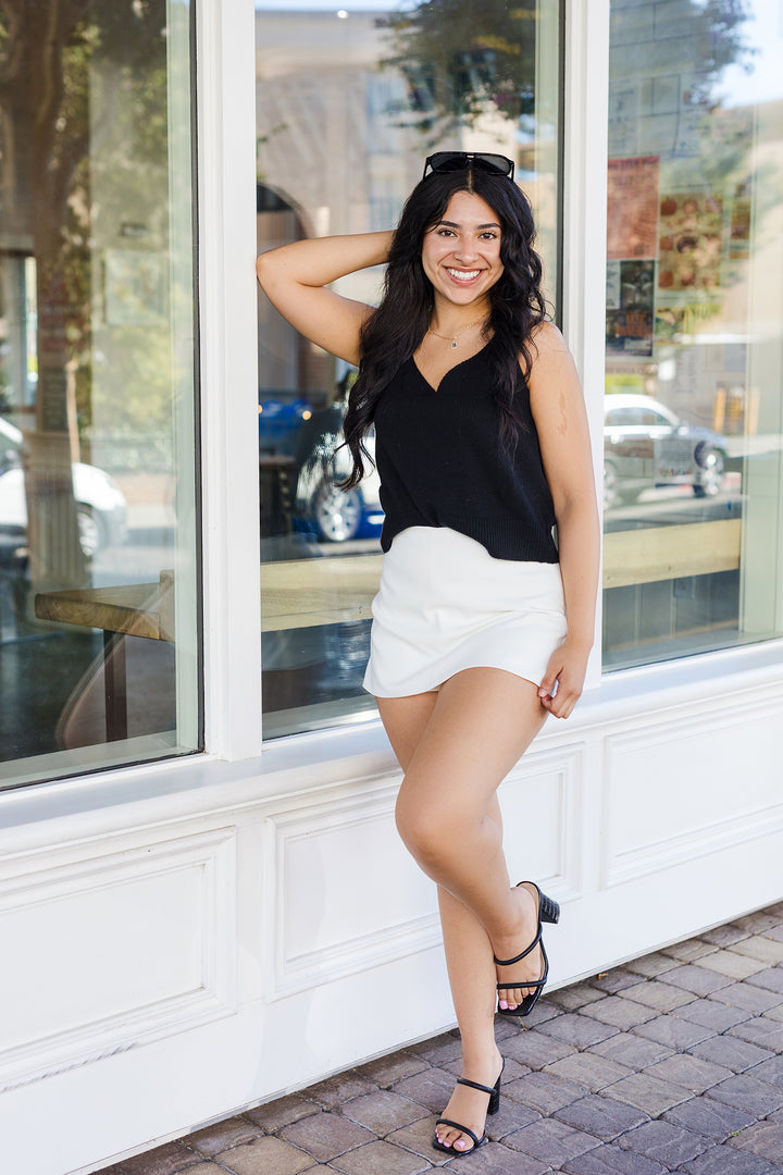 The Go For It Black Sweater Tank