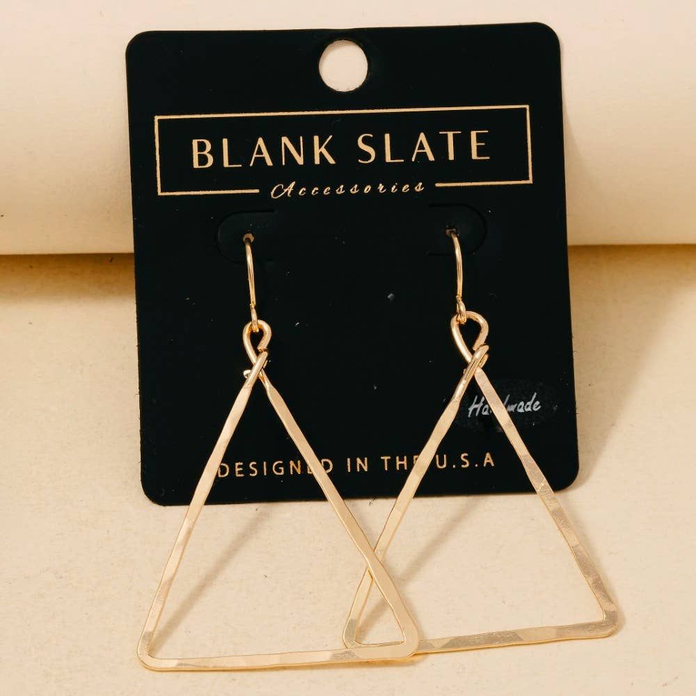 The Gold Handmade Triangle Cutout Drop Earrings