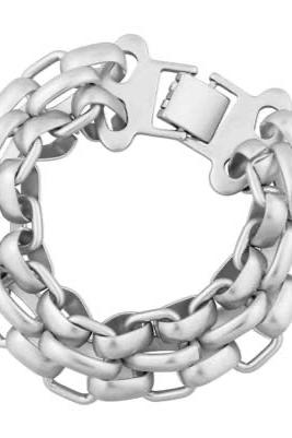 Matte Silver Interlocking Chain 7.5" Bracelet