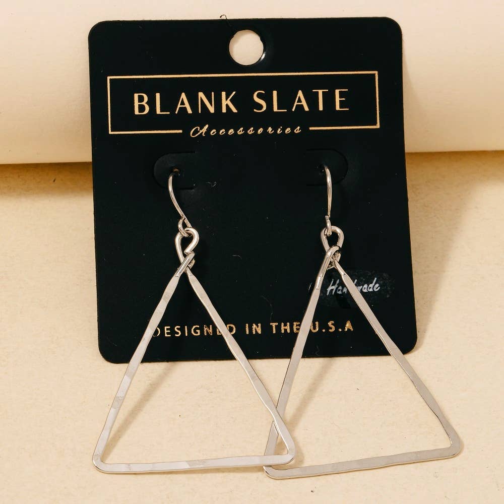 The Silver Handmade Triangle Cutout Drop Earrings