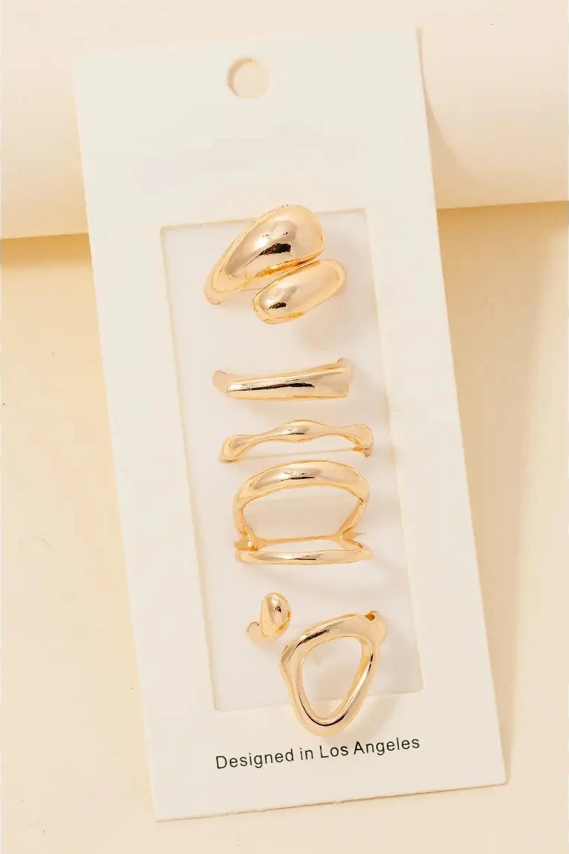 The Metallic Dainty Band Rings Set