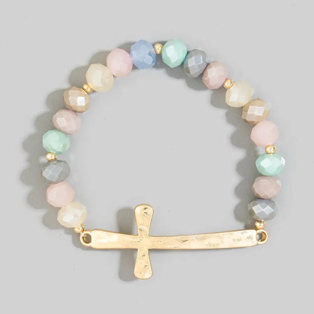 The Faceted Crystal Bead Cross Bracelet