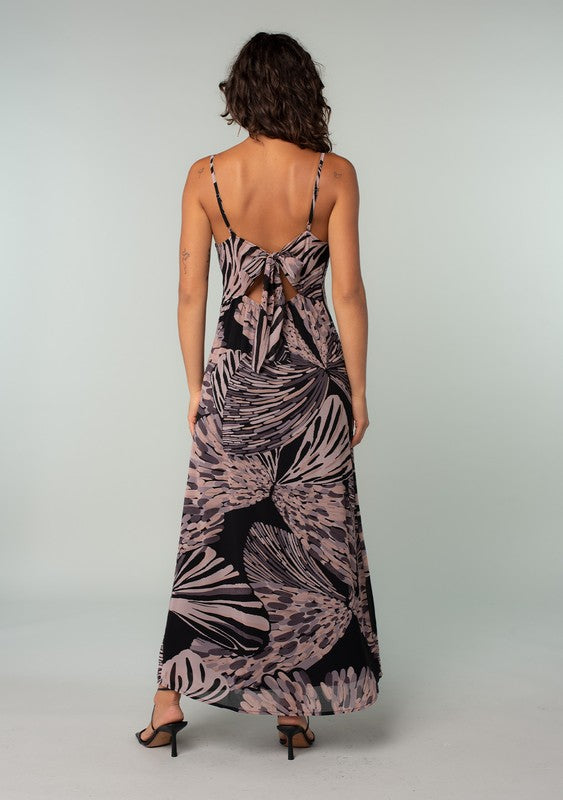 The Shoot the Moon Black and Grey Abstract Print Maxi Slip Dress