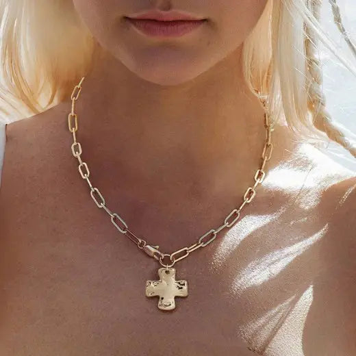 The Hammered Cross Pendant Necklace