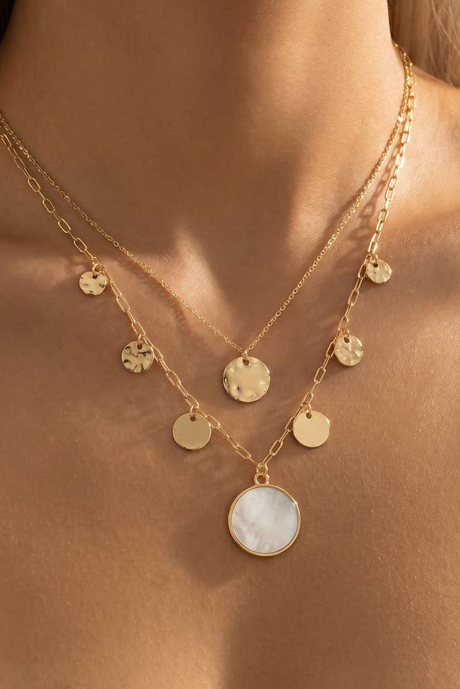 The Layered Mother Of Pearl Disc Necklace