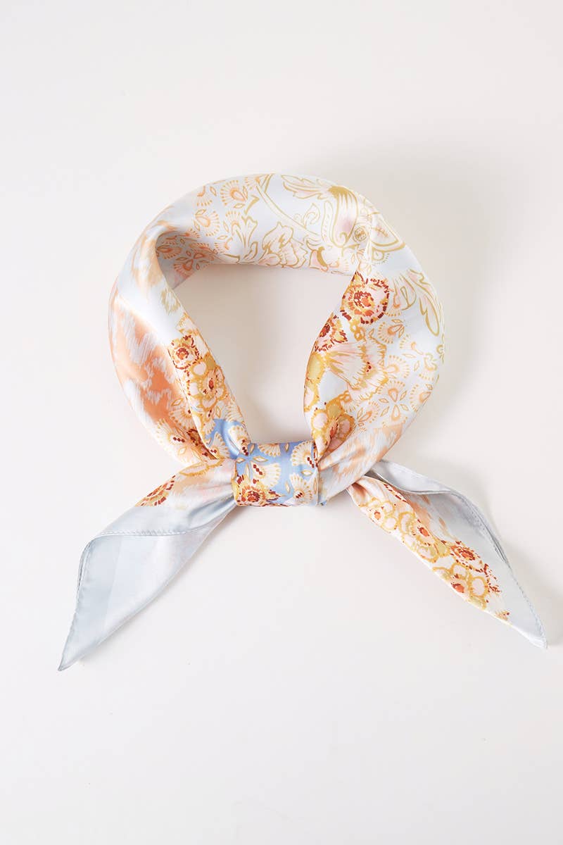 The Abstract Floral Print Square Bandana Scarf