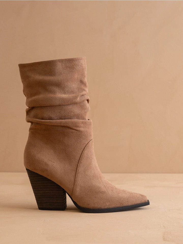 The Letty | Latte Tweed Slouch Fall Boot