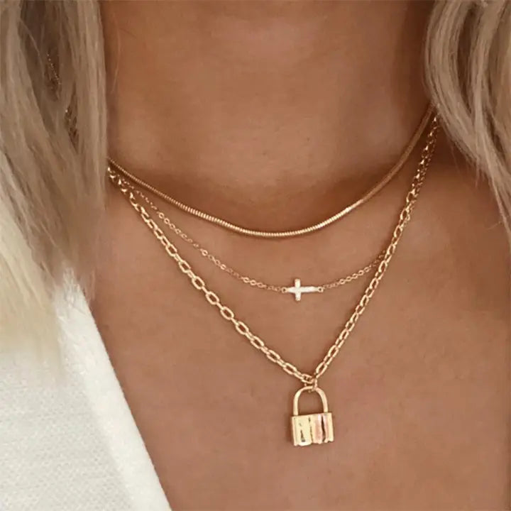 The Locked With Love 18K Stainless Steel Tarnish Free Layered Necklace