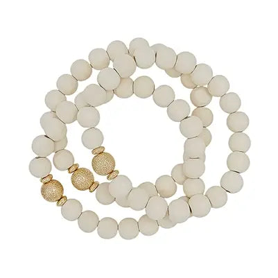 The Wood Bead and Gold Bracelet Set