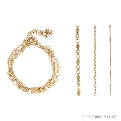 The Worn Gold Multi Chain Bracelet Set
