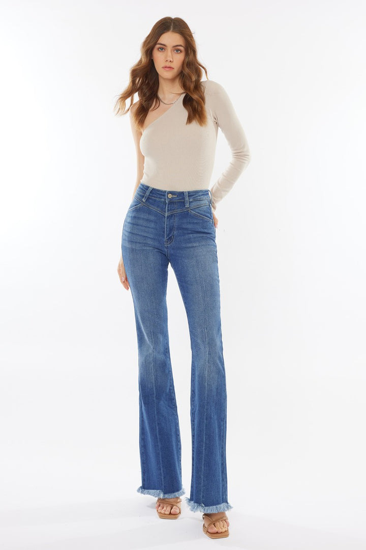 The Get In Line Medium Wash High Rise Flare Jeans