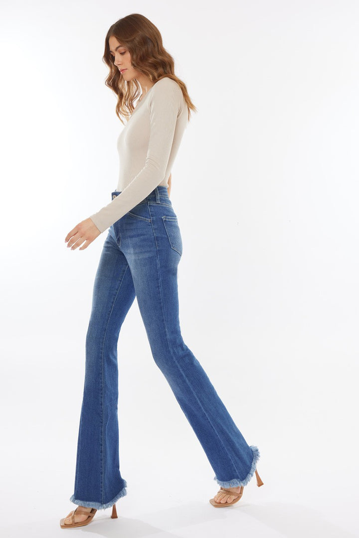 The Get In Line Medium Wash High Rise Flare Jeans