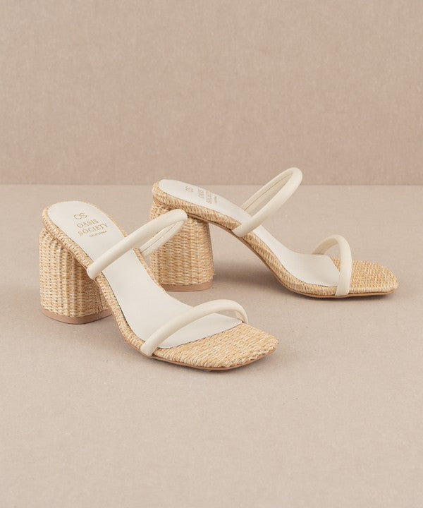 The Margaret Beige Rattan Heels