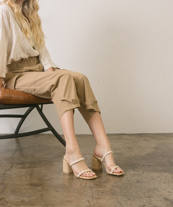 The Margaret Beige Rattan Heels