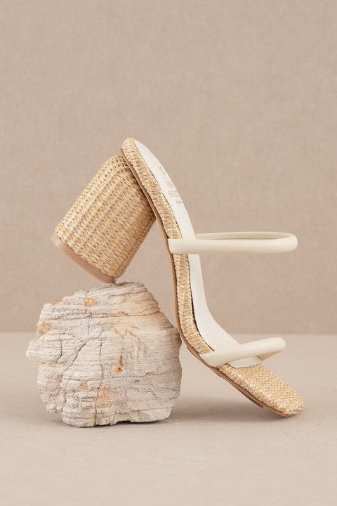 The Margaret Beige Rattan Heels