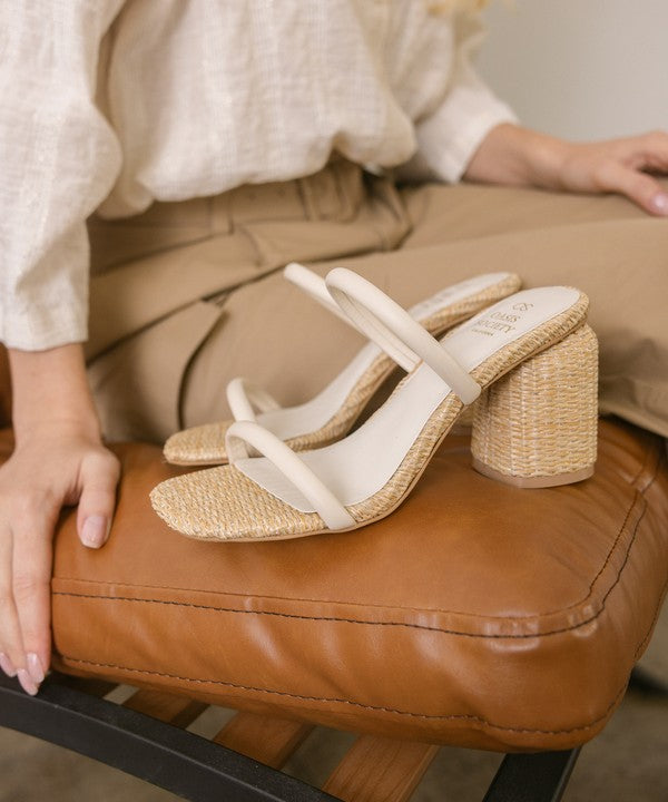 The Margaret Beige Rattan Heels