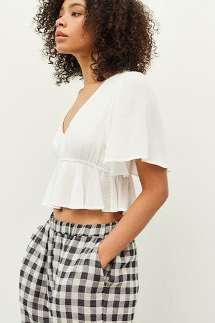 The Whitney White Tencel Perplum Blouse