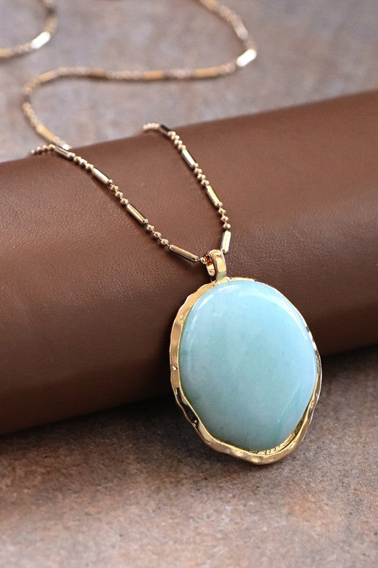 The Natural Mint Stone Pendant Necklace
