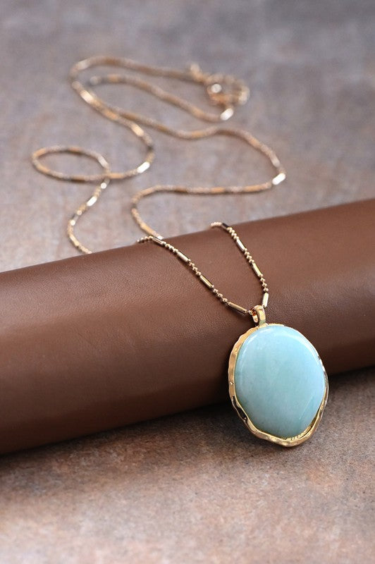 The Natural Mint Stone Pendant Necklace