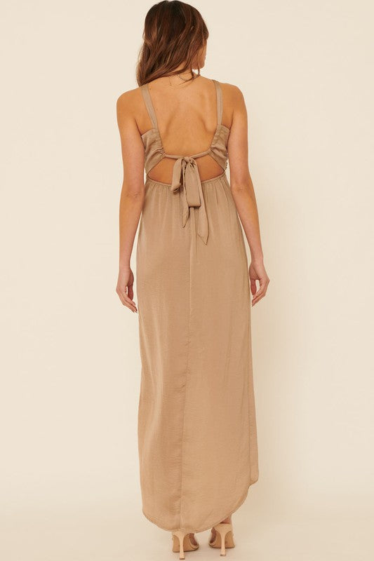 The Cape Cod Satin Tulip Hem Maxi Dress