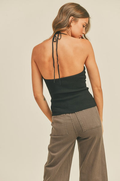 The Twist of Fate Black Knit Tube Top
