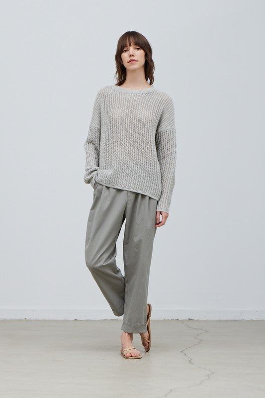 The Sail Away With Me Fog Textured Open Knit Sweater