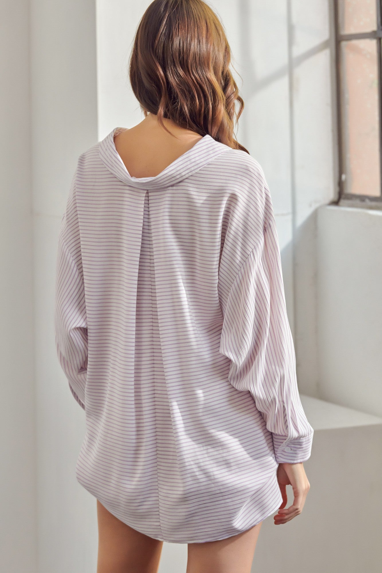 The Kelsey Striped Purple Oversized Top