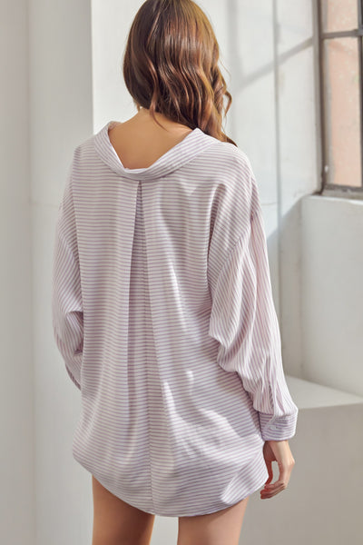 The Kelsey Striped Purple Oversized Top
