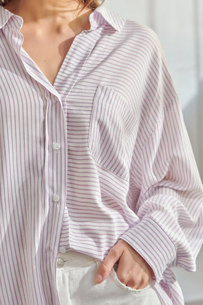 The Kelsey Striped Purple Oversized Top
