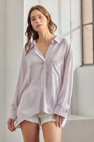 The Kelsey Striped Purple Oversized Top