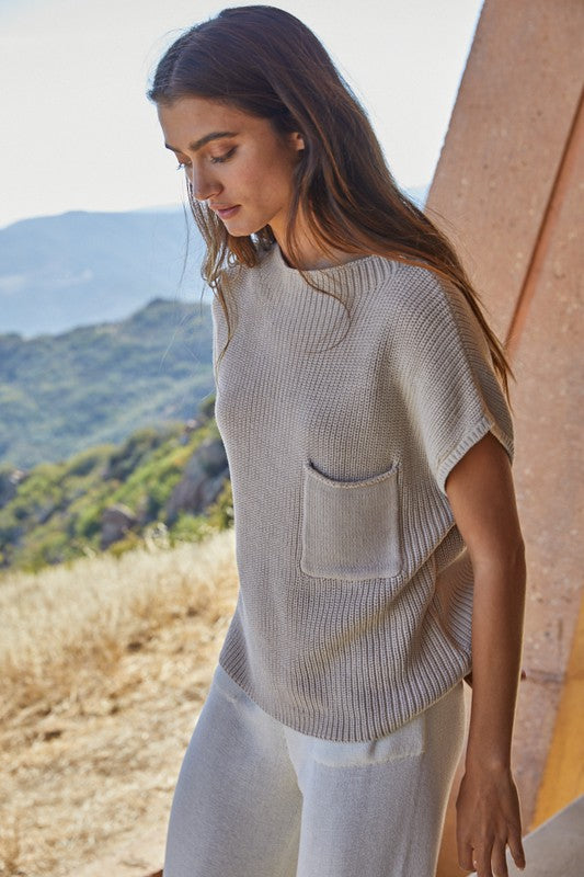 The All Day Long Natural Short Sleeve Sweater