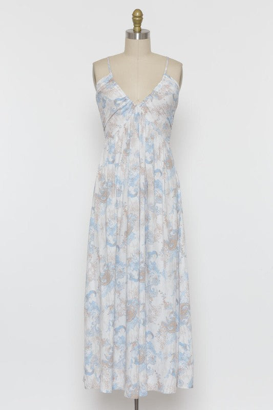 The Rosewood Blue Printed Mini Dress