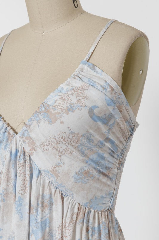 The Rosewood Blue Printed Mini Dress