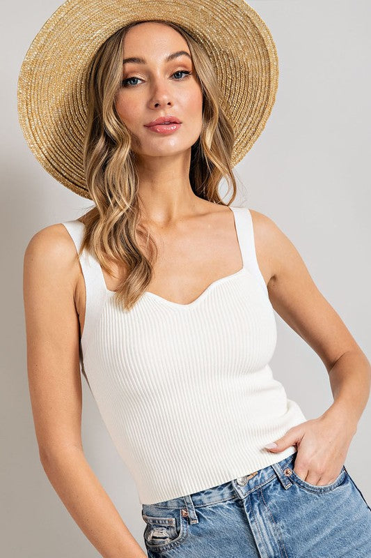 The Romie Off White Knit Tank Top