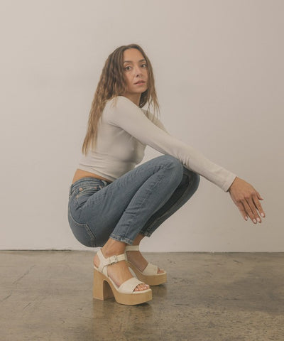 The Sadie Beige Chunky Platform Heels