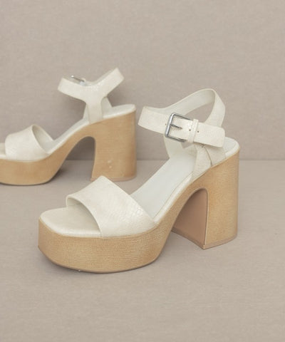The Sadie Beige Chunky Platform Heels