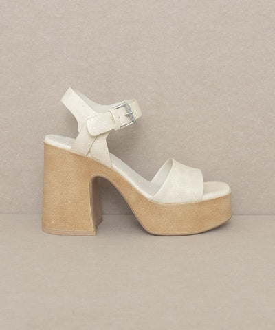 The Sadie Beige Chunky Platform Heels