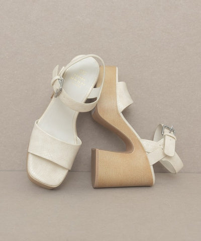 The Sadie Beige Chunky Platform Heels